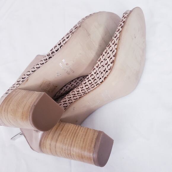 RON WHITE Shyla Perforated Laser-Cut Nappa Leather Peep Toe Ankle Booties Latte - Picture 7 of 10